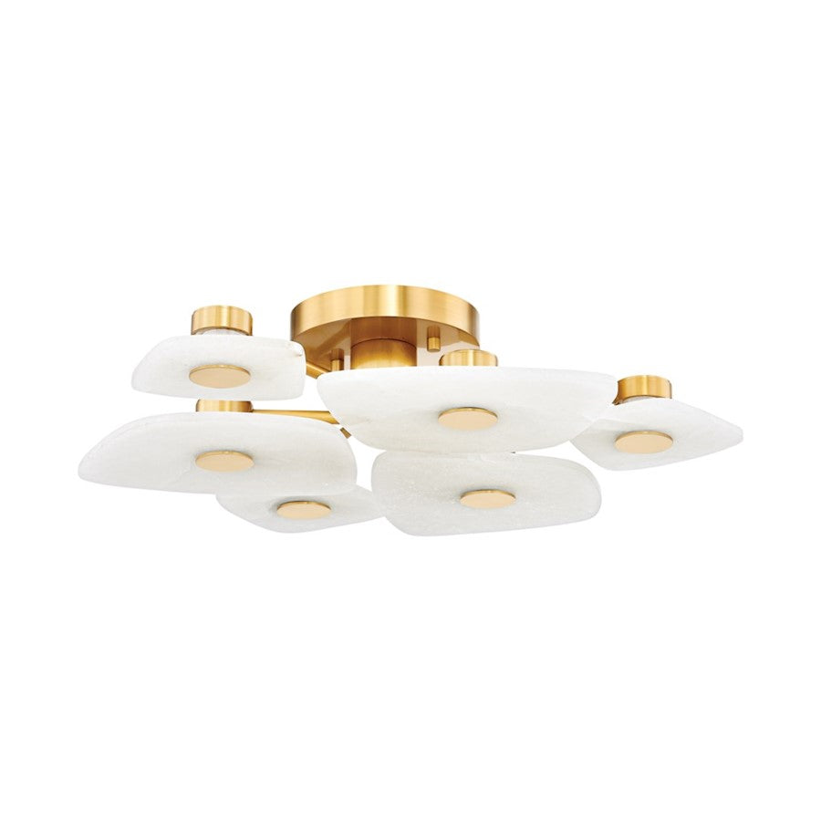 Hudson Valley Holmdel 6 Light Semi Flush, Aged Brass/White - 7828-AGB