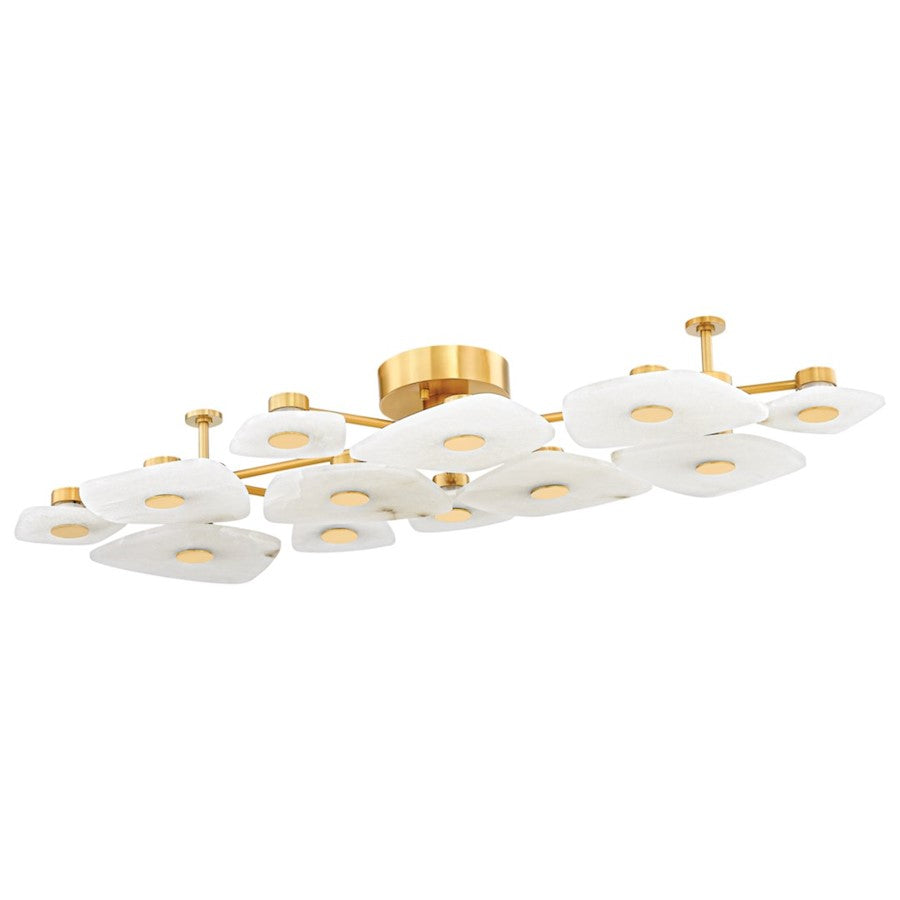 Hudson Valley Holmdel 12 Light Semi Flush, Aged Brass/White - 7854-AGB