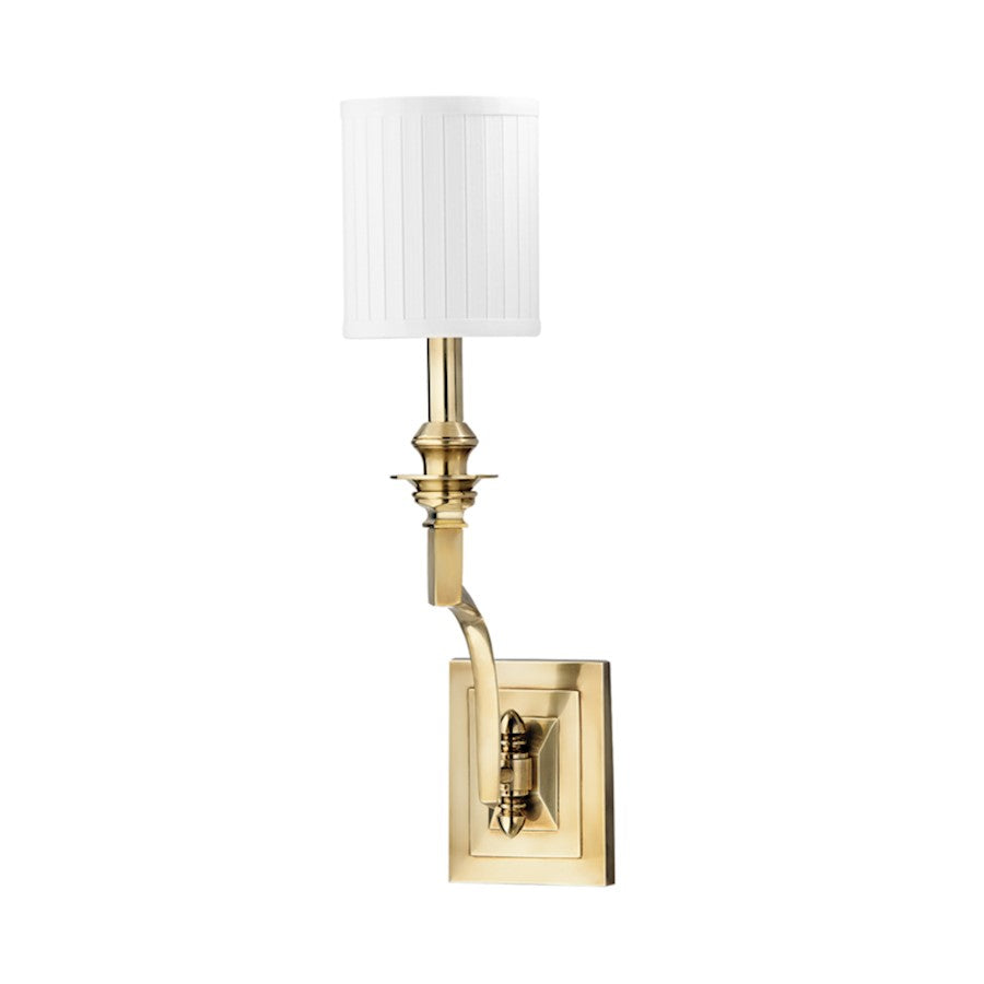 Hudson Valley Mercer 1 Light Wall Sconce, Aged Brass/Off White - 7901-AGB