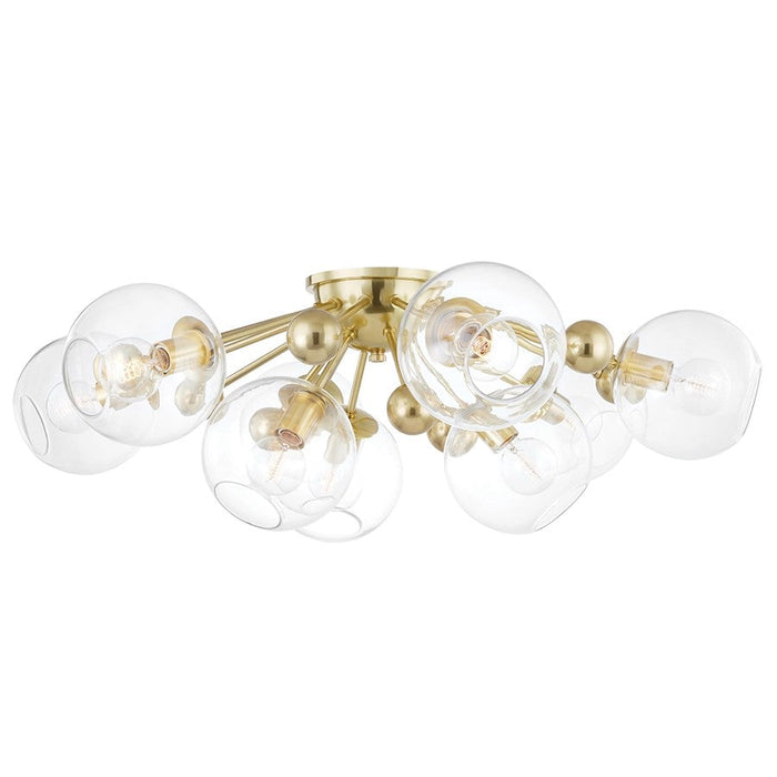 Hudson Valley Abbott 9 Light Semi Flush Mount Aged Brass/Clear - 8042-AGB