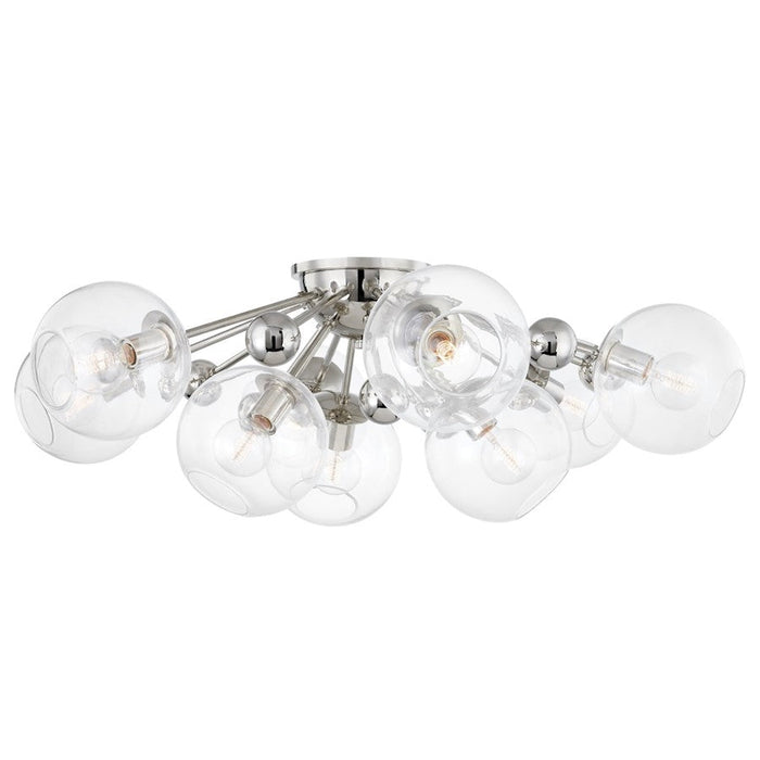 Hudson Valley Abbott 9 Light Semi Flush Mount, Polished Nickel/Clear - 8042-PN