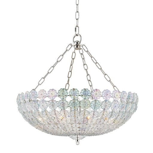 Hudson Valley Floral Park 8 Light Chandelier, Nickel/Clear Glass - 8224-PN