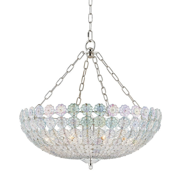 Hudson Valley Floral Park 8 Light Chandelier, Nickel/Clear Glass - 8224-PN