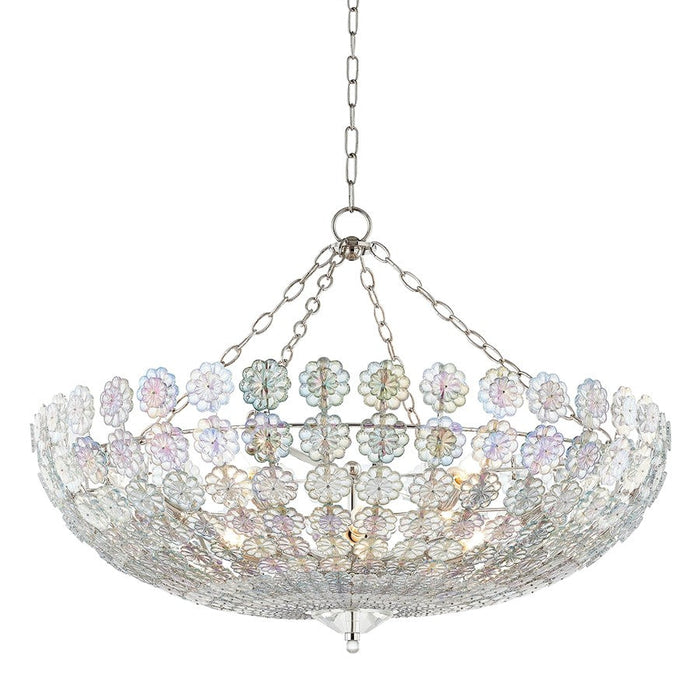 Hudson Valley Floral Park 12 Light Chandelier, Nickel/Clear Glass - 8234-PN