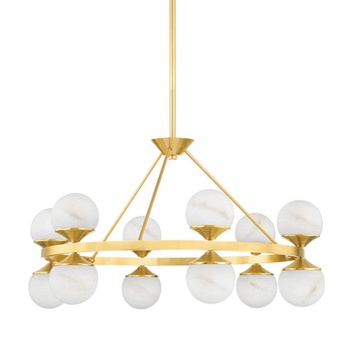 Hudson Valley Grafton 12 Light Chandelier in Aged Brass/White - 8236-AGB