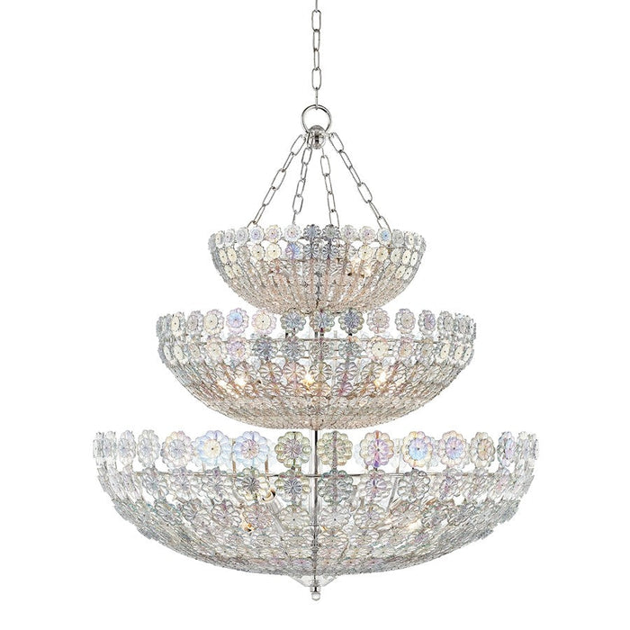 Hudson Valley Floral Park 24 Light Chandelier, Nickel/Clear Glass - 8239-PN