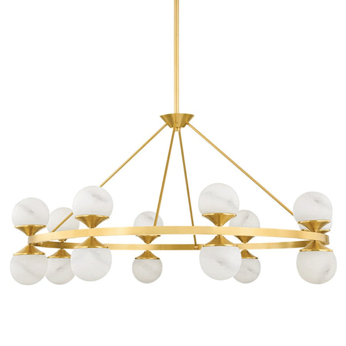 Hudson Valley Grafton 16 Light Chandelier in Aged Brass/White - 8241-AGB