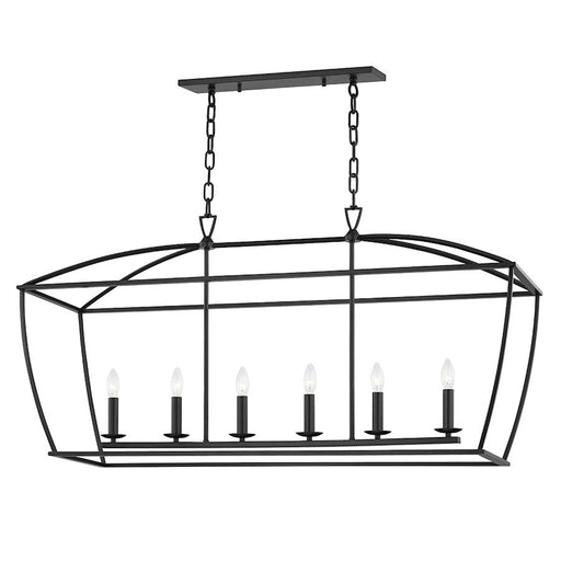 Hudson Valley Bryant 6 Light Linear Island Pendant, Aged Iron - 8348