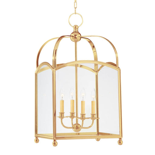 Hudson Valley Millbrook 4 Light Lantern, Aged Brass/Clear - 8416-AGB