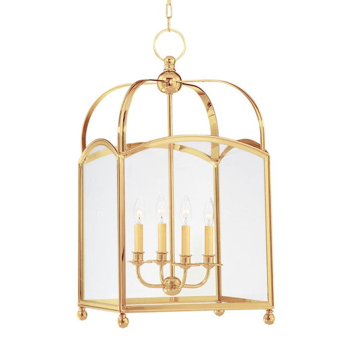 Hudson Valley Millbrook 4 Light Lantern, Aged Brass/Clear - 8416-AGB