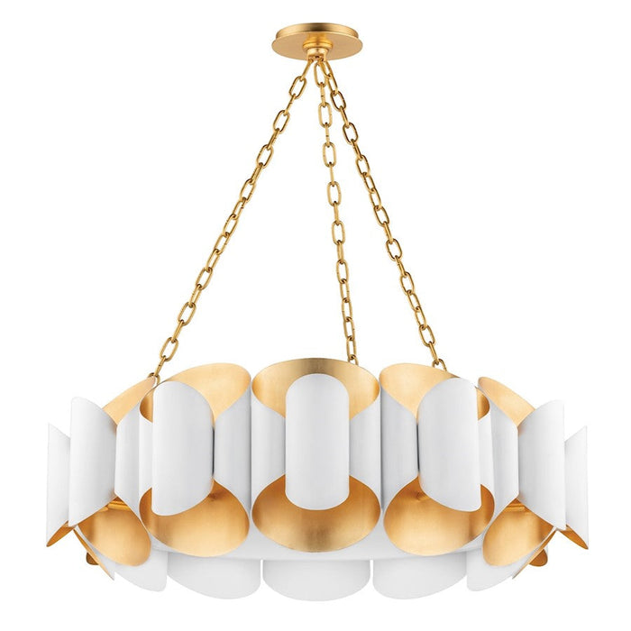 Hudson Valley Banks 12 Light Chandelier, Gold Leaf/White - 8534-GL-WH