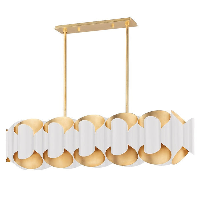 Hudson Valley Banks 12 Light Linear Island Pendant, Gold Leaf/White - 8546-GL-WH