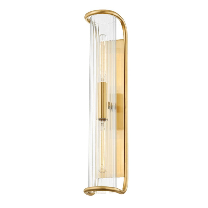 Hudson Valley Fillmore 2 Light Wall Sconce in Aged Brass/Clear - 8926-AGB