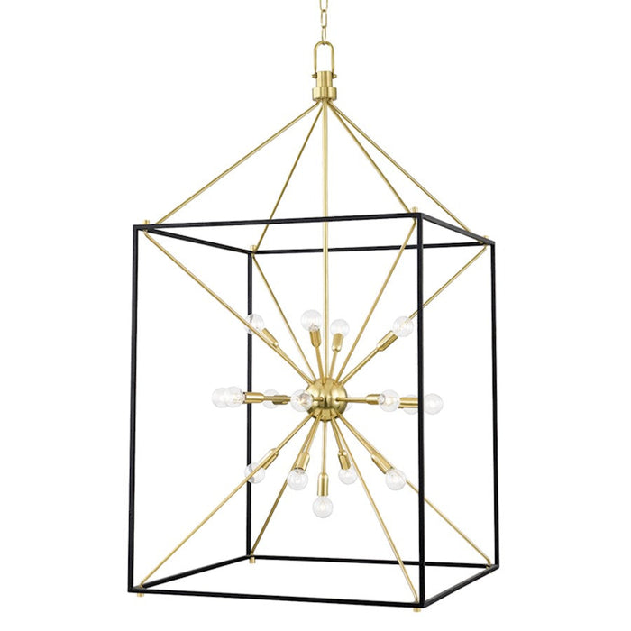 Hudson Valley Glendale 25 Light Chandelier, Aged Brass/Black - 8927-AGB-BK