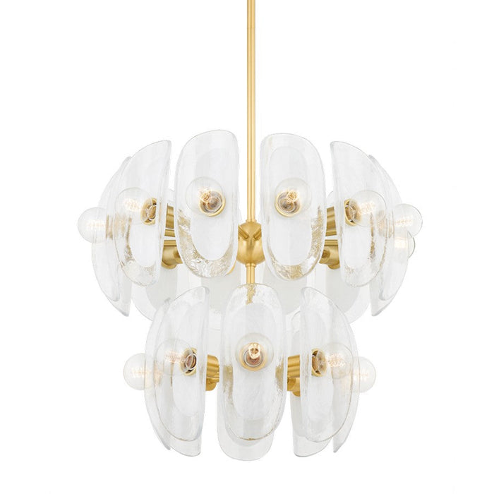 Hudson Valley Hilo 20 Light Chandelier, Aged Brass/Blonchino Piastre - 9131-AGB