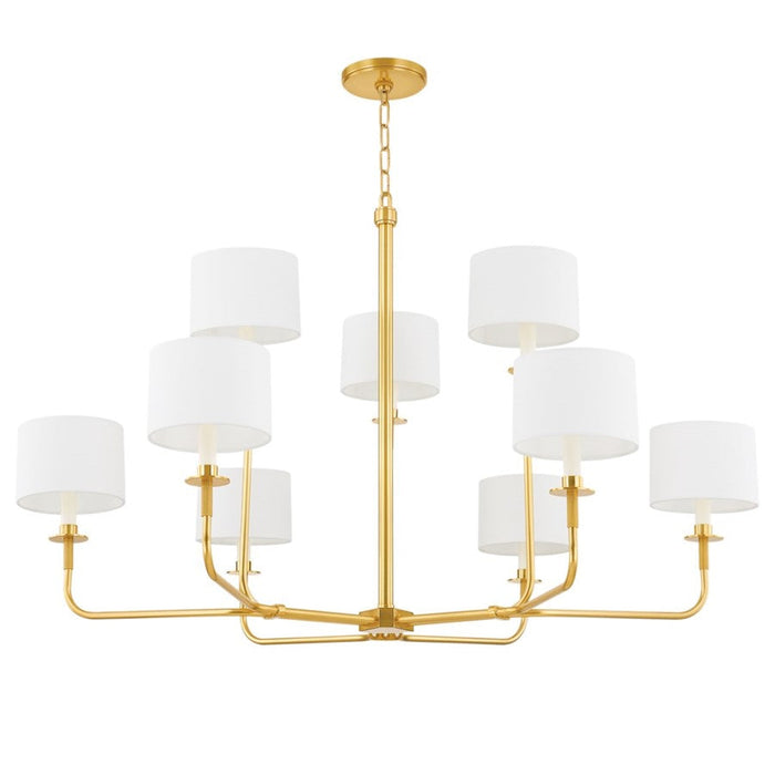 Hudson Valley Paramus 1 Light 48" Chandelier, Aged Brass/White - 9148-AGB