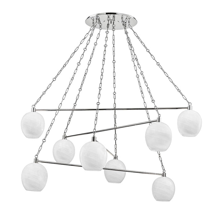 Hudson Valley Asbury Park 8 Light Chandelier in Polished Nickel/White - 9155-PN