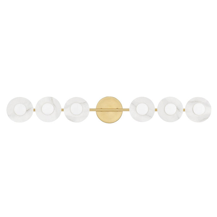 Hudson Valley Elmont 6-Light Bath Bracket, Aged Brass/Alabaster - 9206-AGB