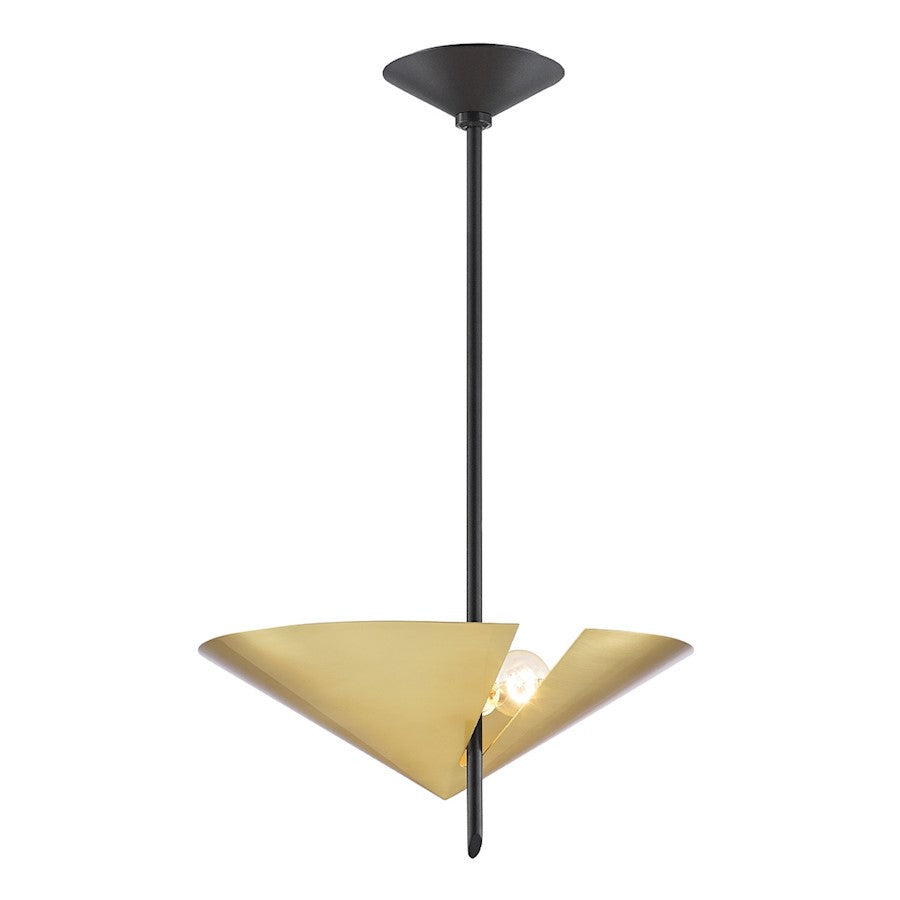 Hudson Valley Equilibrium 2 Light Pendant, Black/Aged Brass Shade - 9711-AGB-BK