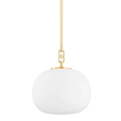 Hudson Valley Ingels 1 Light 13" Pendant, Aged Brass/Opal - 9717-AGB