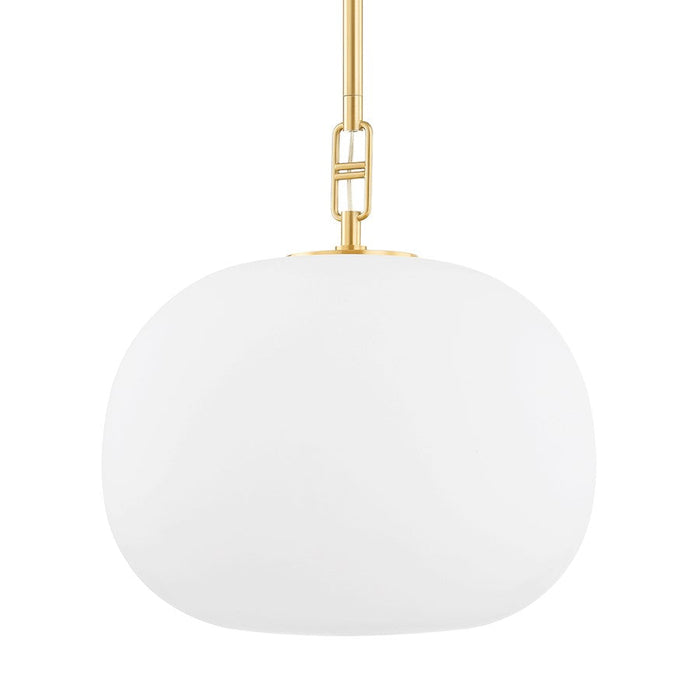 Hudson Valley Ingels 1 Light 23" Pendant, Aged Brass/Opal - 9726-AGB