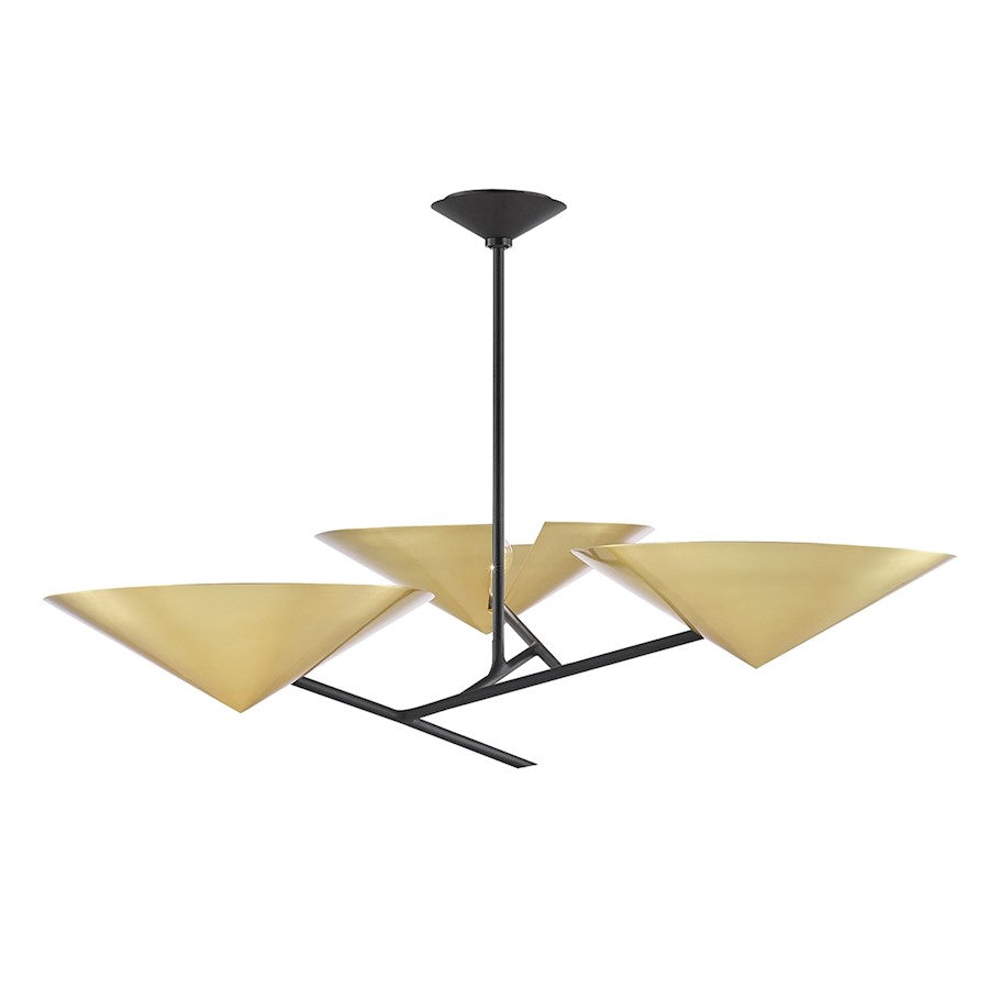 Hudson Valley Equilibrium 3 Light Chandelier, Black/Brass Shade - 9740-AGB-BK