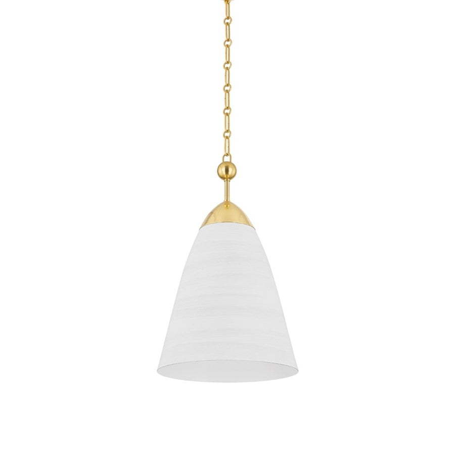 Hudson Valley Bronson 1 Light 13" Pendant, Brass/White Plaster - BKO1500-AGB-WP