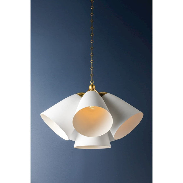 Hudson Valley Bronson 5 Light Chandelier, Brass/White Plaster