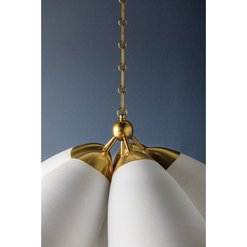 Hudson Valley Bronson 5 Light Chandelier, Brass/White Plaster