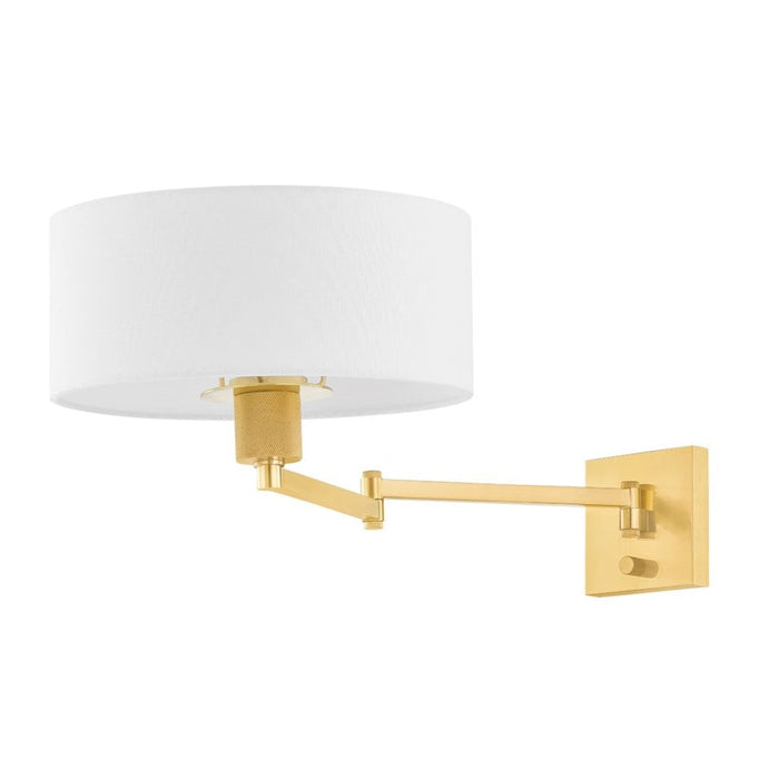 Hudson Valley Sammy 1 Light Wall Sconce, Aged Brass/White - BKO1600-AGB