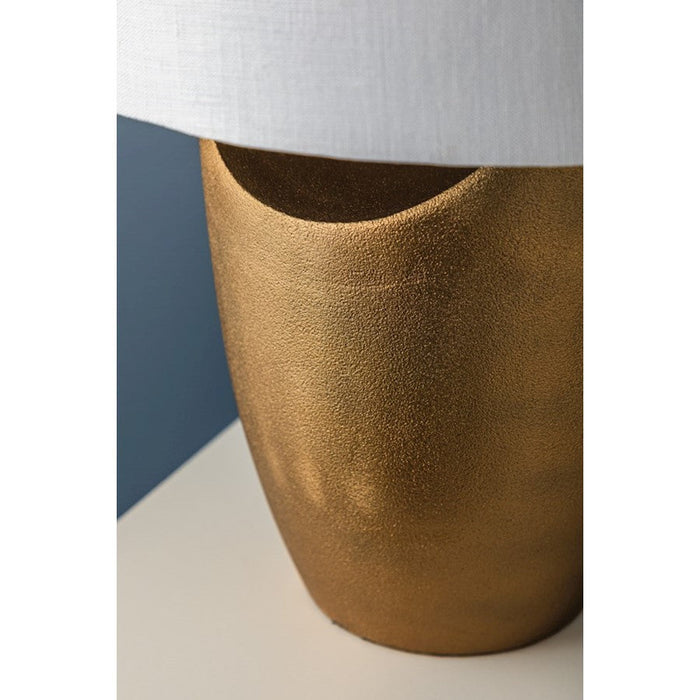 Hudson Valley Kamay 2 Light Table Lamp, Aged Brass/White