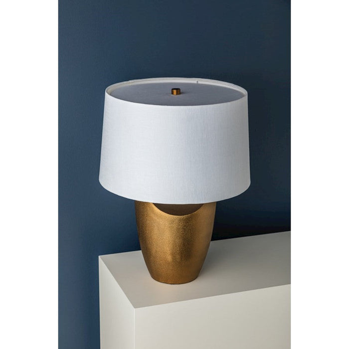 Hudson Valley Kamay 2 Light Table Lamp, Aged Brass/White