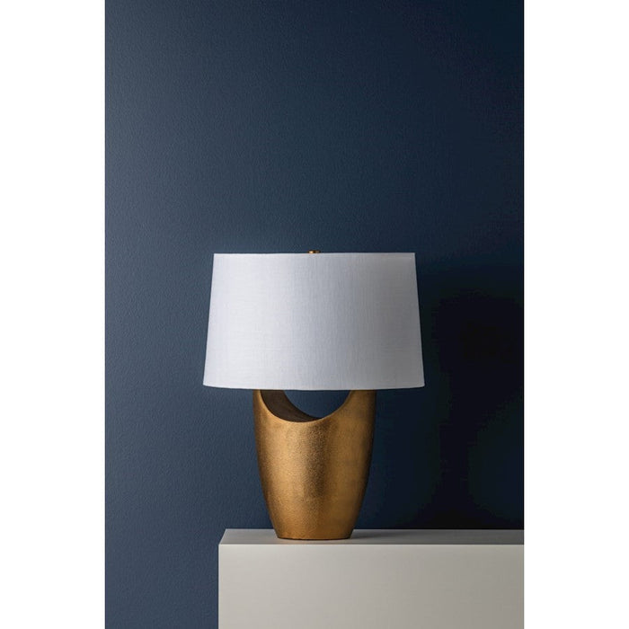 Hudson Valley Kamay 2 Light Table Lamp, Aged Brass/White