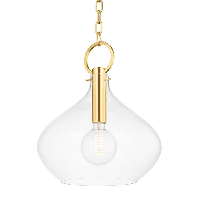 Hudson Valley Lina 1 Light Large Pendant in Aged Brass/Clear - BKO253-AGB