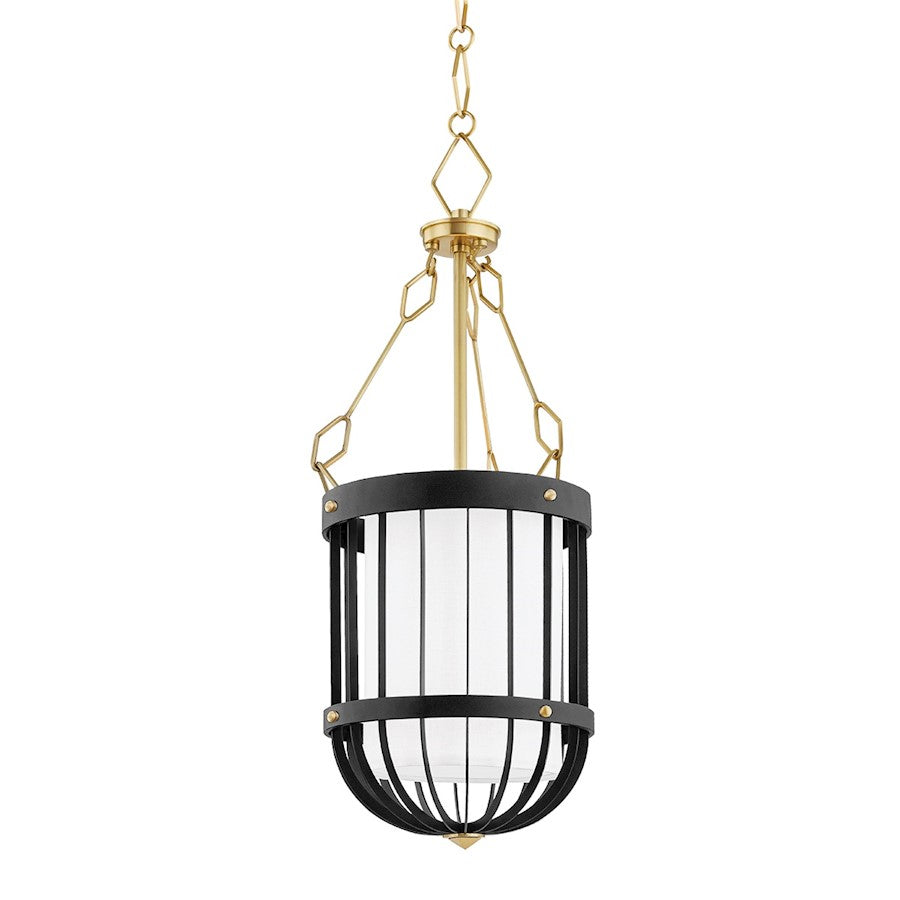 Hudson Valley Landon 1-Light Pendant, Aged Brass/Black - BKO302-AGB-BK