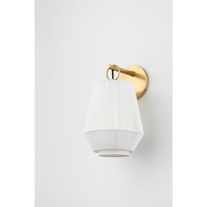 Hudson Valley Debi 1 Light Wall Sconce In Aged Brass/White