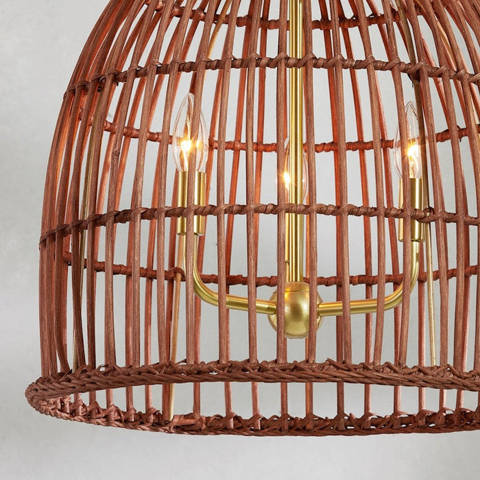 Hudson Valley Jordan 3 Light Pendant, Aged Brass/Natural