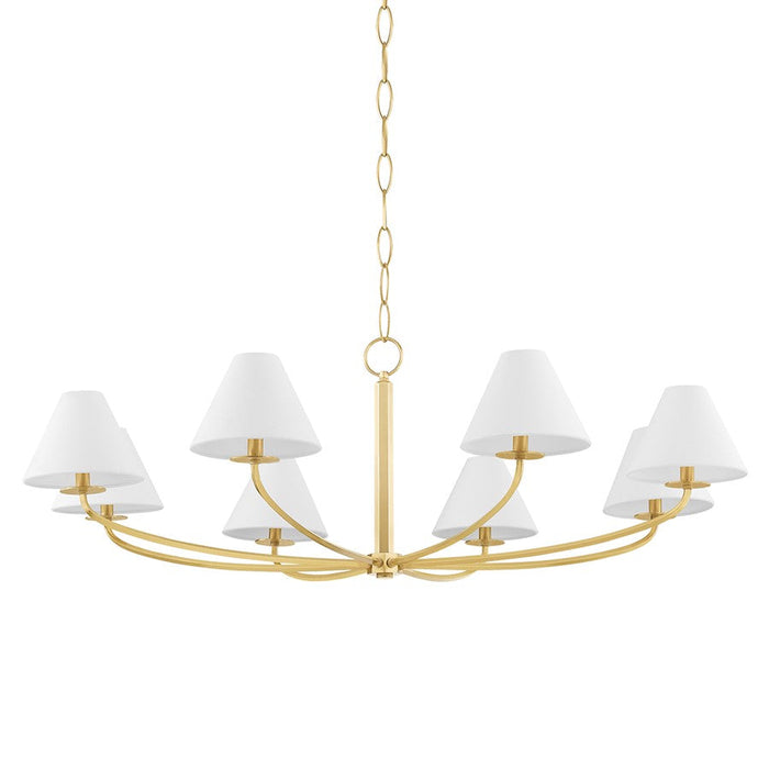 Hudson Valley Stacey 8 Light Chandelier, Aged Brass/White - BKO902-AGB