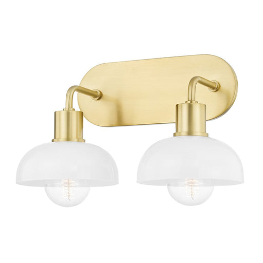 Mitzi Kyla 2 Light Bath Bracket, Aged Brass/Opal Glossy - H107302-AGB