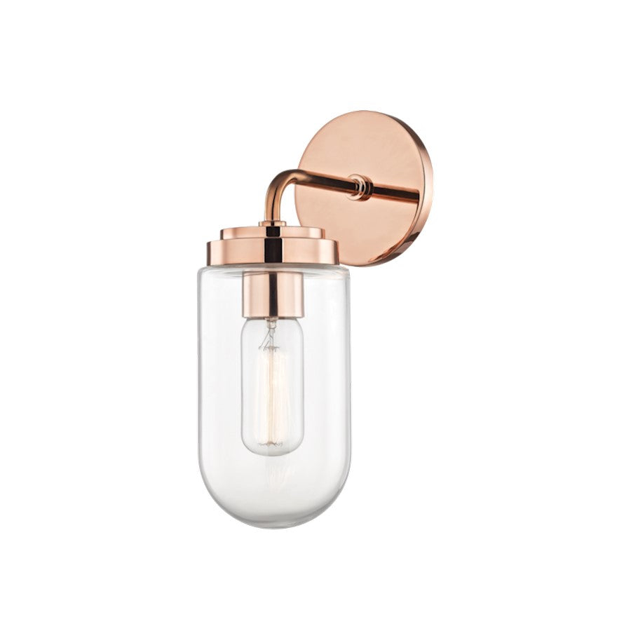 Mitzi Clara 1 Light Wall Sconce, Polished Copper/Clear - H124101-POC