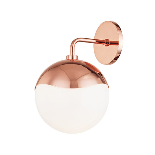 Mitzi Ella 1 Light Wall Sconce, Polished Copper/White - H125101-POC