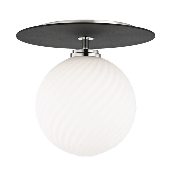 Mitzi Ellis 1 Light 10" Flush, Polished Nickel/Black/White - H200501L-PN-BK