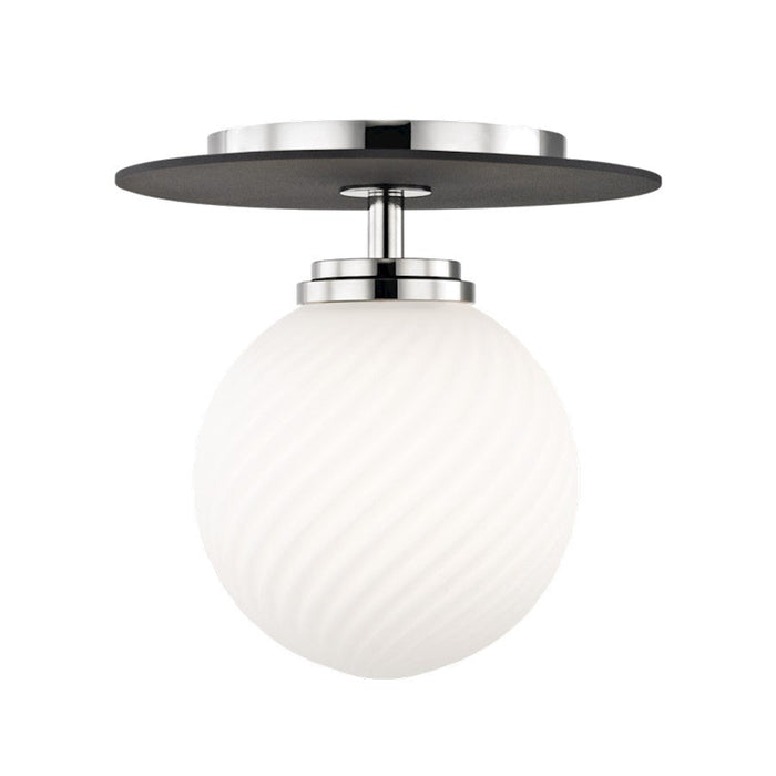 Mitzi Ellis 1 Light 7" Flush Mount, Polished Nickel/Black/White - H200501S-PN-BK