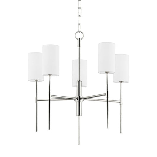 Mitzi Olivia 5 Light Chandelier, Polished Nickel/White Linen - H223805-PN