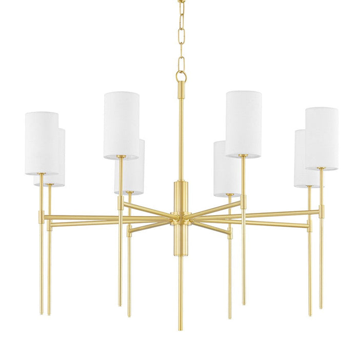 Mitzi Olivia 8 Light Chandelier, Aged Brass/White Linen - H223808-AGB