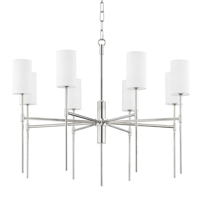 Mitzi Olivia 8 Light Chandelier, Polished Nickel/White Linen - H223808-PN