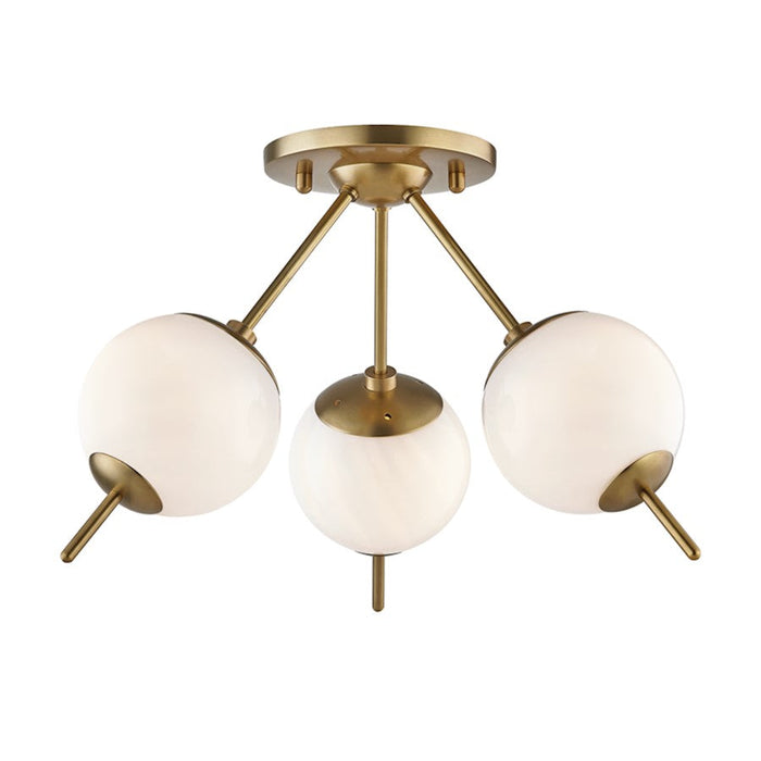 Mitzi Remi 3 Light Flush Mount, Aged Brass/Opal - H282603-AGB