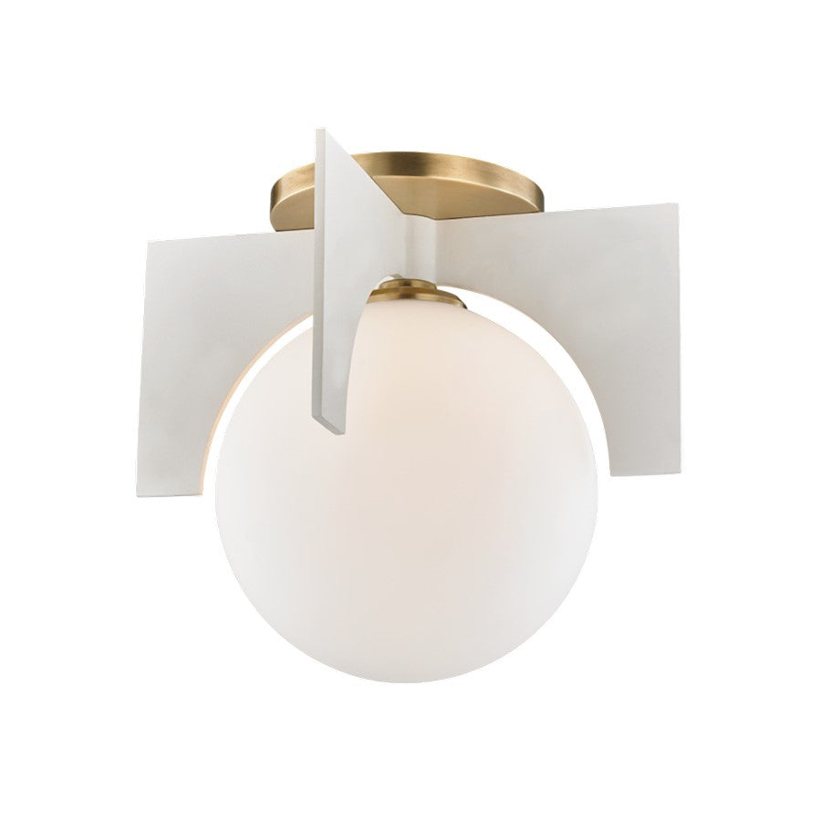 Mitzi Nadia 1 Light Flush, Aged Brass/Soft Off White/Opal - H299501L-AGB-WH