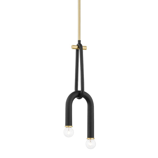 Mitzi Whit 2 Light Pendant, Aged Brass/Black - H382702-AGB-BK