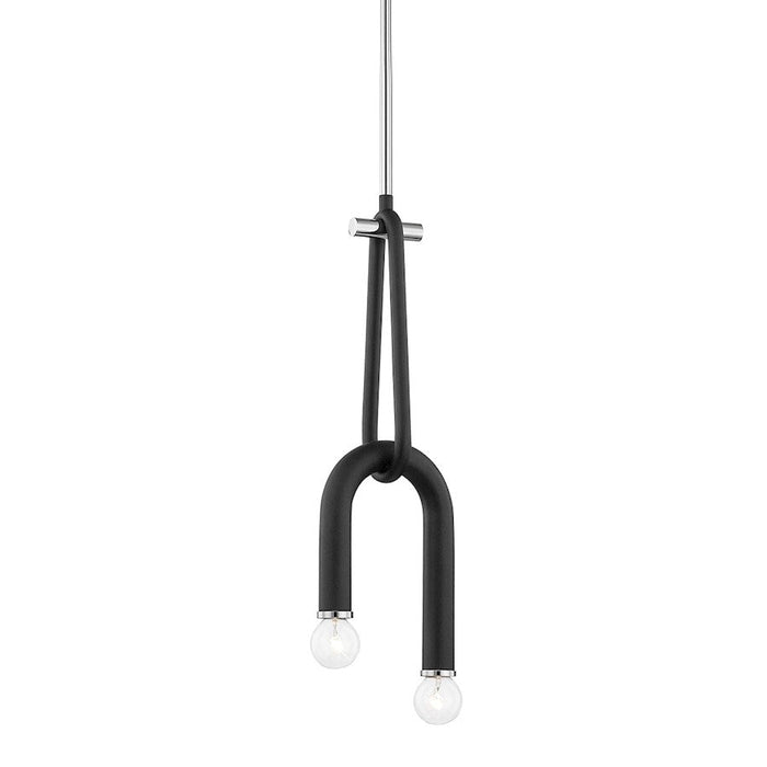 Mitzi Whit 2 Light Pendant, Polished Nickel/Black - H382702-PN-BK